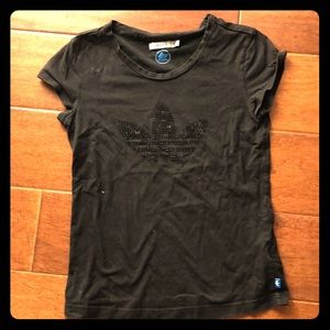 ADIDAS Cotton Tee with Rhinestoned Logo